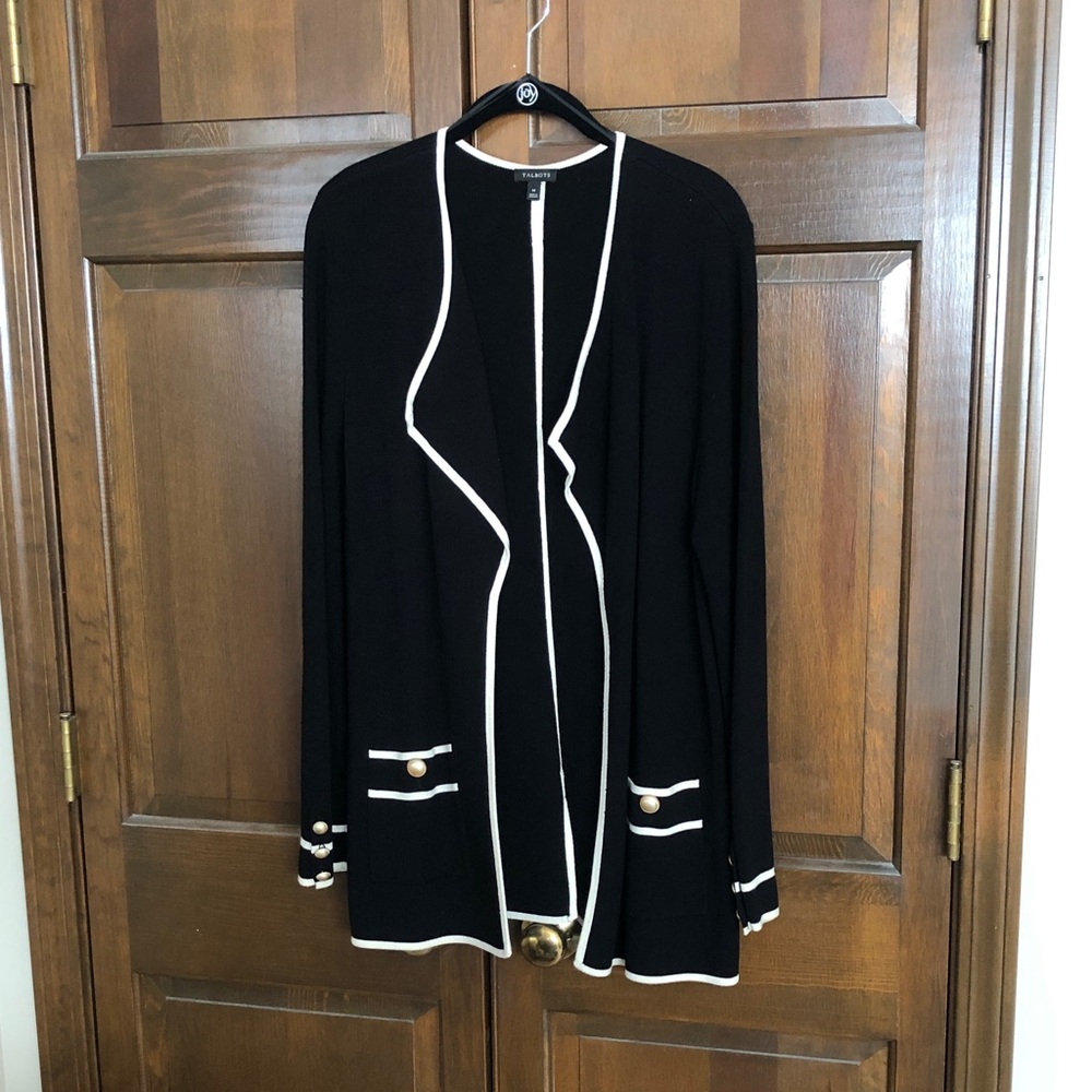 Talbots Classic Black and Cream Knit Top